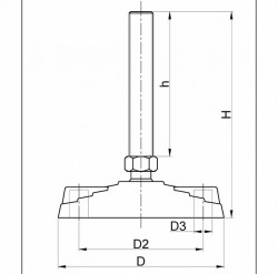 PAIMZB111615 Paslanmaz Mafsallı Plastik Ayak Zemin Bağlantılı Çap:110 M16x150mm Civatalı - Thumbnail