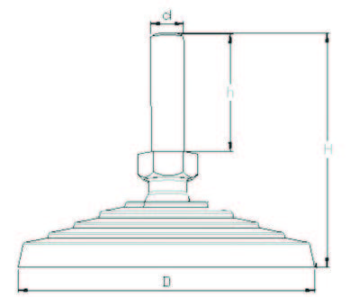 PAIM602015 Paslanmaz Mafsallı Plastik Ayak Çap:60 M20x150 Civatalı - 3