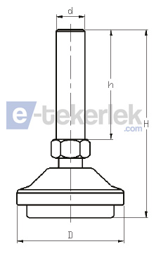 MAMBR601010 Turuncu Boyalı Mafsallı Metal Ayak Kauçuk Tabanlı Çap:60 M10x100mm Civatalı EMES - 2