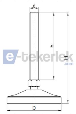 MAMR102015 Mafsallı Metal Ayak Kauçuk Tabanlı Çap:100 M20x150mm Civatalı EMES - 2