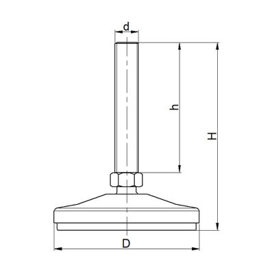 MAMR601010 Mafsallı Metal Ayak Kauçuk Tabanlı Çap:60 M10x100mm Civatalı EMES - 2