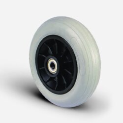 MBRG 200*50 RULMANLI GRİ KAUÇUK KAPLAMALI YEDEK TEKERLEK EMES (DELİK:15mm) ENGELLİ ARABASI TEKERLEĞİ 75 SHORE - EMES