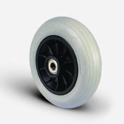 MBRG 200*50 RULMANLI GRİ KAUÇUK KAPLAMALI YEDEK TEKERLEK EMES (DELİK:15mm) ENGELLİ ARABASI TEKERLEĞİ 75 SHORE - 1