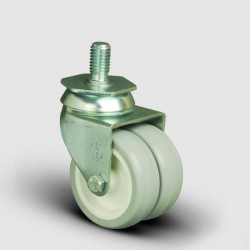 EMES - ET05ZKC50 Oynak Civatalı Çiftli PVC Tekerlek Çap:50 Sanayi Tekerleği Burçlu Oynak Civata Bağlantılı Poliamid Üzeri PVC Kaplı İkili Teker