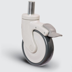 EC03MBT125F Döner Pim Bağlantılı Frenli Plastik Maşalı Çap:125 Medikal Ekipman Tekerleği Bilya Rulmanlı Oynak Maşalı Pim Bağlantılı - EMES