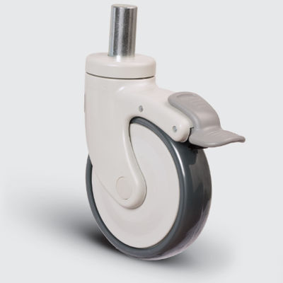 EC03MBT125F Döner Pim Bağlantılı Frenli Plastik Maşalı Çap:125 Medikal Ekipman Tekerleği Bilya Rulmanlı Oynak Maşalı Pim Bağlantılı - 1