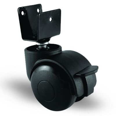 EC08GMKM50F U Tablalı Frenli Plastik Mobilya Tekerleği Çap:50 Oynak Frenli U Tabla Bağlantılı, Geniş Tip, Burçlu - 1