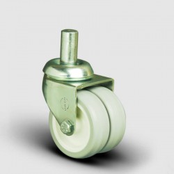 EMES - ET03ZKC50 Oynak Pimli Çiftli PVC Tekerlek Çap:50 Sanayi Tekerleği Burçlu Oynak Pim Bağlantılı Poliamid Üzeri PVC Kaplı İkili Teker