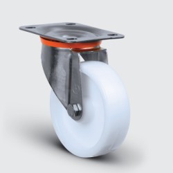 SSEZ01HBZ125 Paslanmaz Döner Tablalı Poliamid Tekerlek Çap:125 Ağır Tip Inox Sanayi Tekerleği Oynak Tabla Bağlantılı Bilya Rulmanlı 125x40 - EMES