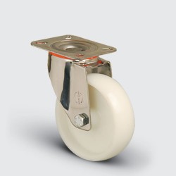 SSEM01ZKZ125 Paslanmaz Döner Tablalı Poliamid Tekerlek Çap:125 Inox Hafif Sanayi Tekerleği Burçlu Oynak Tabla Bağlantılı - EMES
