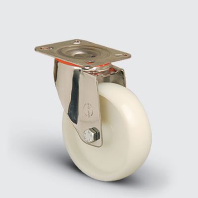 SSEM01ZKZ125 Paslanmaz Döner Tablalı Poliamid Tekerlek Çap:125 Inox Hafif Sanayi Tekerleği Burçlu Oynak Tabla Bağlantılı - 1