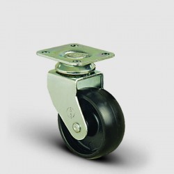 EMES - EB01MKM50 Döner Tablalı Siyah Mobilya Tekerleği Çap:50 Oynak Tabla Bağlantılı, Burçlu Sehpa Tekeri