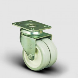 EMES - ET01ZKC75 Oynak Tablalı Çiftli PVC Tekerlek Çap:75 Sanayi Tekerleği Burçlu Oynak Tabla Bağlantılı Poliamid Üzeri PVC Kaplı İkili Teker