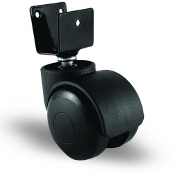 EMES - EC08GMKM50 U Tablalı Plastik Mobilya Tekerleği Çap:50 Oynak U Tabla Bağlantılı, Geniş Tip, Burçlu