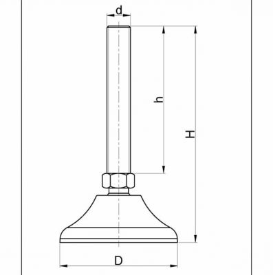 PAMD111610 Mafsallı Plastik Ayak Düz Tip Çap:110 M16x100mm Civatalı - 2