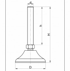 PAMD801615 Mafsallı Plastik Ayak Düz Tip Çap:80 M16x150mm Civatalı - Thumbnail