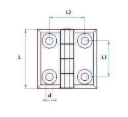 PMC4848 Civatalı Plastik Menteşe En-Boy:48x48 Delik Eksenleri: 30x30 M5x11 Civatalı - 2
