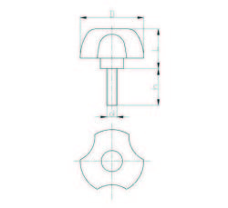 PYCK631650 Kırmızı Plastik Yonca Civatalı Çap:63 M16x50 Civatalı - 2