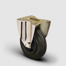 SSEM02MKR125 Paslanmaz Sabit Maşalı Kauçuk Tekerlek Çap:125 Inox Hafif Sanayi Tekerleği Burçlu Sabit Tabla Bağlantılı - Thumbnail