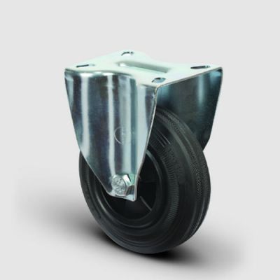 EM02MKR125 Sabit Plastik-Maşalı Kauçuk Tekerlek Çapı:125 Hafif Sanayi Tekerleği, Sabit Tabla Bağlantılı, Burçlu