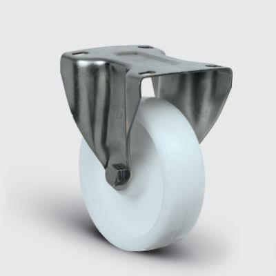 SSEZ02HKZ100 Paslanmaz Sabit Maşalı Poliamid Tekerlek Çap:100 Ağır Tip Inox Sanayi Tekerleği Sabit Tabla Bağlantılı Burçlu 100x35 - 1