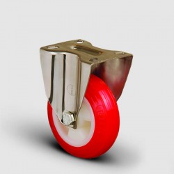 SSEM02ZKP200 Paslanmaz Sabit Maşalı Poliüretan Tekerlek Çap:200 Inox Hafif Sanayi Tekerleği Burçlu Sabit Tabla Bağlantılı Poliamid Üzeri Poliüretan Kaplı - EMES