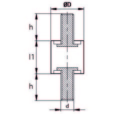 TCCP 6035 12 Çift Taraf Civatalı Titreşim Takozu Çap:60 Yükseklik:35, Pullu, 60x35 M12 Civatalı - 2