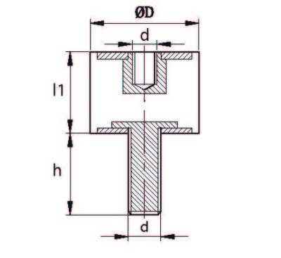 TCBP 3030 08 Civatalı + Burçlu Titreşim Takozu Çap:30 Yükseklik:30, Pullu, 30x30 M8 Civatalı - 2