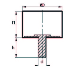 TCP 4040 08 Tek Taraf Civatalı Titreşim Takozu Çap:40 Yükseklik:40, Pullu, 40x40 M8 Civatalı - Thumbnail