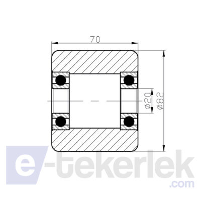 ZBZB 82*70*20 BALIK SIRTI POLİAMİD TRANSPALET TEKERLEĞİ 6204 2RS RULMANLI (PLASTİK KAPAK) EMES - 2